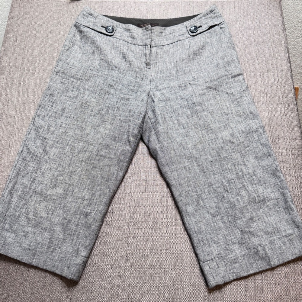 The Limited Collection Cassidy Fit Gray Linen Blend Cropped Wide Leg Pants 10